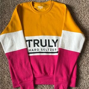 NEW TRULY Colorblock Sweatshirts - orange and pink crewneck